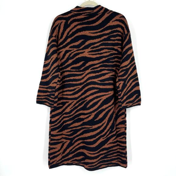Ann Taylor Mockneck Animal Print Sweater Dress Medium NWT Black Brown Sparkly - Picture 2 of 9